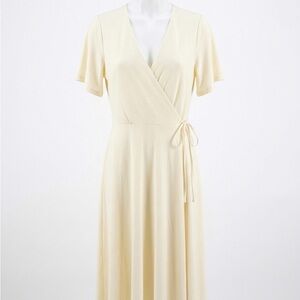H&M Cream Midi Wrap Dress